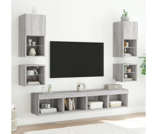 Tv Skapītis Ar Led Lampiņām, Pelēka Ozola Krāsa, 30X28,5X30 Cm Vidaxl