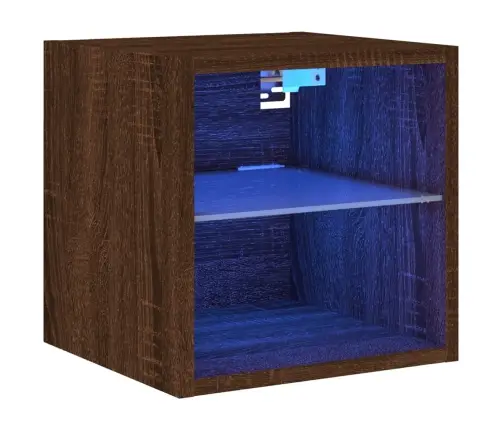 Sieninė Tv Spintelė Su Led Lemputėmis, Ruda, 30X28,5X30Cm