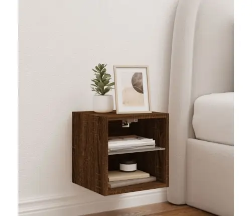 Sieninė Tv Spintelė Su Led Lemputėmis, Ruda, 30X28,5X30Cm