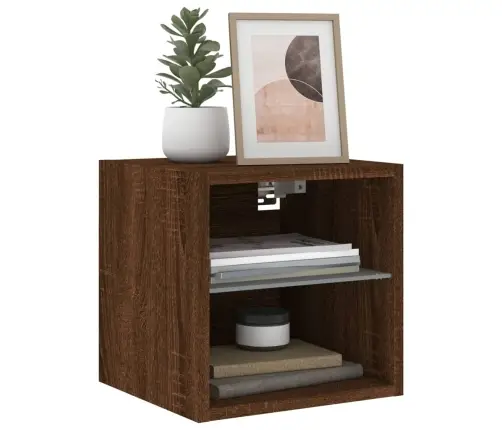 Sieninė Tv Spintelė Su Led Lemputėmis, Ruda, 30X28,5X30Cm