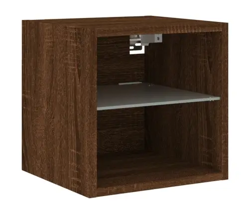 Sieninė Tv Spintelė Su Led Lemputėmis, Ruda, 30X28,5X30Cm