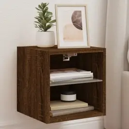 Sieninė Tv Spintelė Su Led Lemputėmis, Ruda, 30X28,5X30Cm