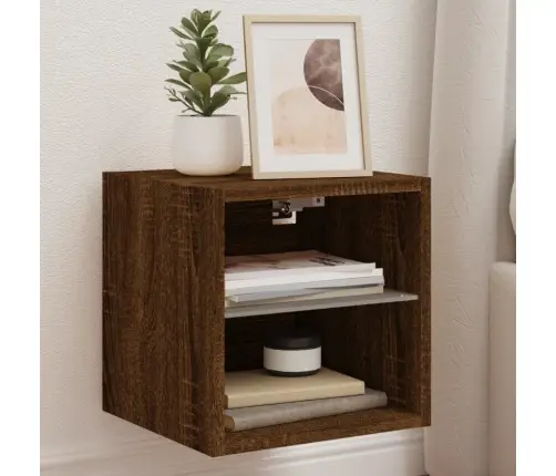 Sieninė Tv Spintelė Su Led Lemputėmis, Ruda, 30X28,5X30Cm