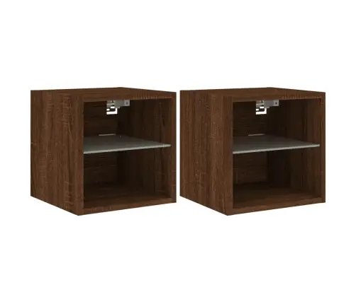 Tv Plaukti Ar Led Lampiņām, 2 Gab., 30X28,5X30 Cm, Brūna Ozola Vidaxl