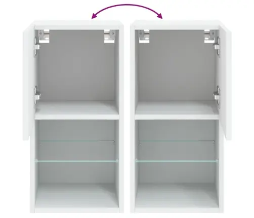 Led-Tuledega Telerikapid 2 Tk, Valge, 30,5 X 30 X 60 Cm