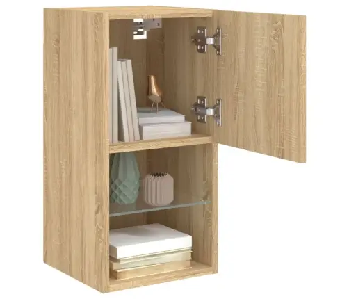 Tv Spintelės Su Led Lemputėmis, 2Vnt., Ąžuolo, 30,5X30X60Cm