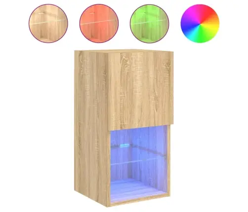 Tv Spintelės Su Led Lemputėmis, 2Vnt., Ąžuolo, 30,5X30X60Cm