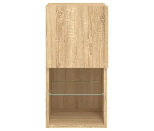 Tv Spintelės Su Led Lemputėmis, 2Vnt., Ąžuolo, 30,5X30X60Cm