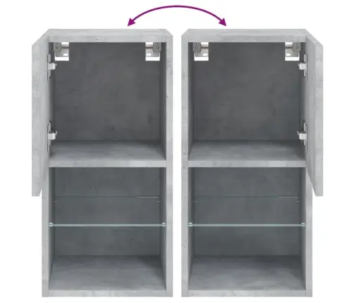 Tv Galdiņi Ar Led Lampiņām, 2 Gab., 30,5X30X60Cm, Betona Pelēki Vidaxl