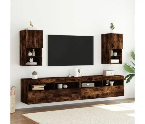 Tv Spintelė Su Led Lemputėmis, Dūminio Ąžuolo, 30,5X30X60Cm Tv Spintelė Su Led Lemputėmis, Dūminio Ąžuolo, 30,5X30X60Cm