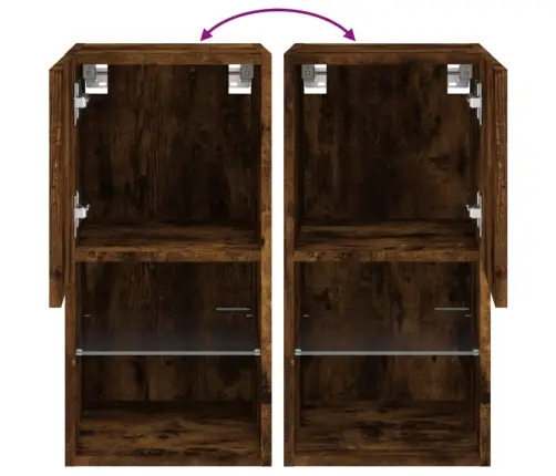 Tv Plaukti Ar Led Lampiņām, 2 Gab., Koka Krāsa, 30,5X30X60 Cm Vidaxl