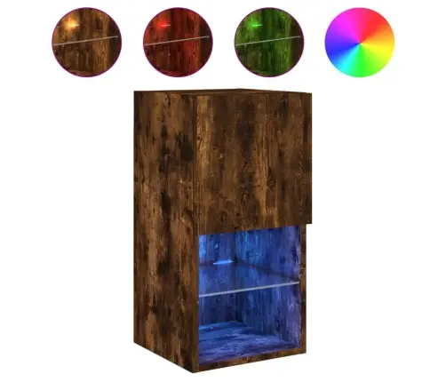 Tv Plaukti Ar Led Lampiņām, 2 Gab., Koka Krāsa, 30,5X30X60 Cm Vidaxl