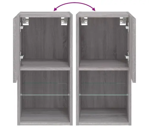 Tv Spintelės Su Led, 2Vnt., Pilkos Ąžuolo, 30,5X30X60Cm