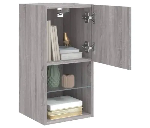 Tv Spintelės Su Led, 2Vnt., Pilkos Ąžuolo, 30,5X30X60Cm