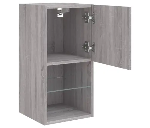 Tv Spintelės Su Led, 2Vnt., Pilkos Ąžuolo, 30,5X30X60Cm