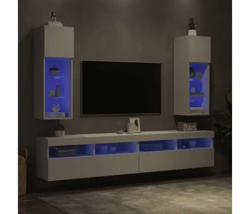 Tv Skapīši Ar Led, 2 Gab., Balti, 30,5X30X90 Cm Vidaxl