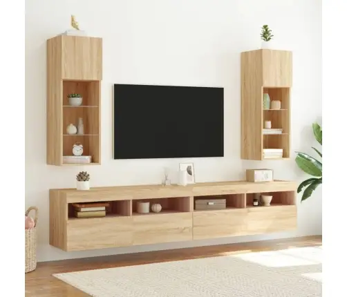 Tv Spintelė Su Led Lemputėmis, Ąžuolo Spalvos, 30,5X30X90Cm Tv Spintelė Su Led Lemputėmis, Ąžuolo Spalvos, 30,5X30X90Cm