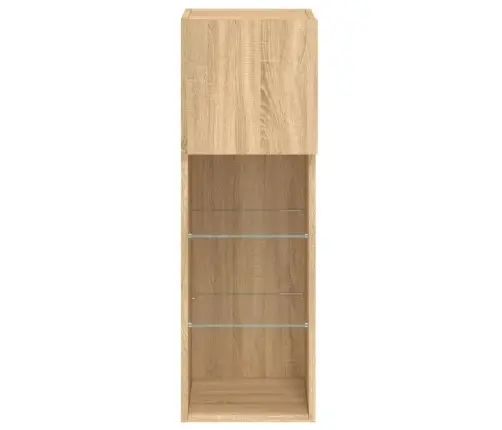 Tv Spintelė Su Led Lemputėmis, Ąžuolo Spalvos, 30,5X30X90Cm Tv Spintelė Su Led Lemputėmis, Ąžuolo Spalvos, 30,5X30X90Cm