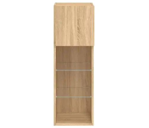 Led-Tuledega Telerikapid 2 Tk, Sonoma Tamm, 30,5 X 30 X 90 Cm