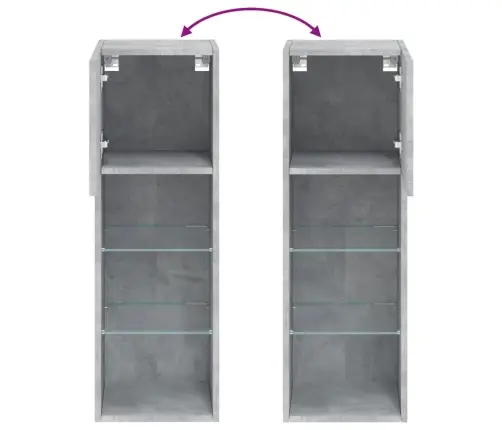 Tv Spintelės Su Led Lemputėmis, 2Vnt., Betono, 30,5X30X90Cm Tv Spintelės Su Led Lemputėmis, 2Vnt., Betono, 30,5X30X90Cm