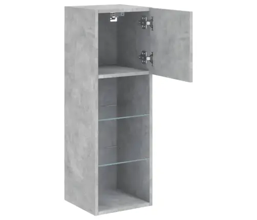 Tv Spintelės Su Led Lemputėmis, 2Vnt., Betono, 30,5X30X90Cm Tv Spintelės Su Led Lemputėmis, 2Vnt., Betono, 30,5X30X90Cm