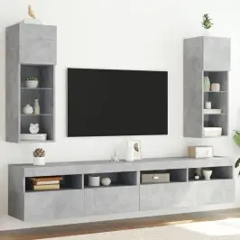 Tv Skapīši Ar Led, 2 Gab., Betona Pelēki, 30,5X30X90 Cm Vidaxl