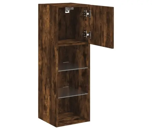 Tv Spintelės Su Led, 2Vnt., Dūminio Ąžuolo, 30,5X30X90Cm