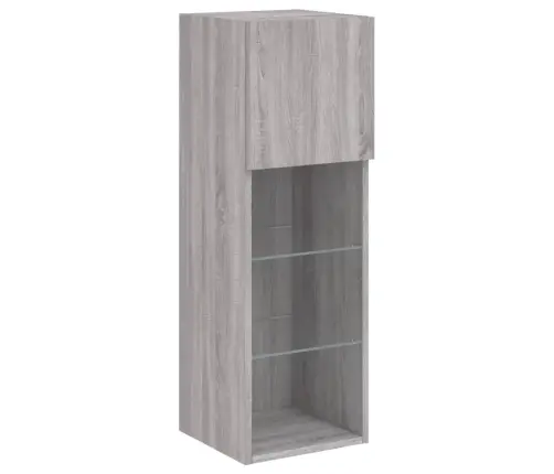 Tv Spintelės Su Led, 2Vnt., Pilkos Ąžuolo, 30,5X30X90Cm