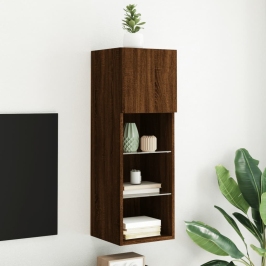 Tv Galdiņš Ar Led Lampiņām, Ozolkoka Krāsa, 30,5X30X90 Cm Vidaxl
