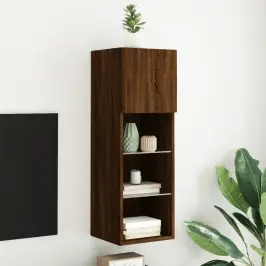 Tv Galdiņš Ar Led Lampiņām, Ozolkoka Krāsa, 30,5X30X90 Cm Vidaxl