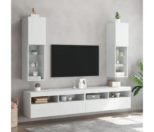 Tv Skapītis Ar Led Apgaismojumu, Balts, 30,5X30X102 Cm Vidaxl