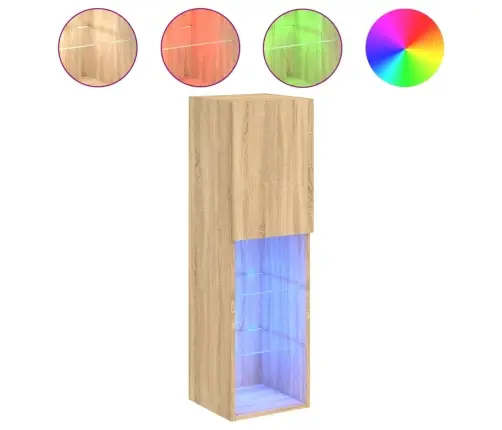 Tv Spintelė Su Led Lemputėmis, Ąžuolo Spalvos, 30,5X30X102Cm