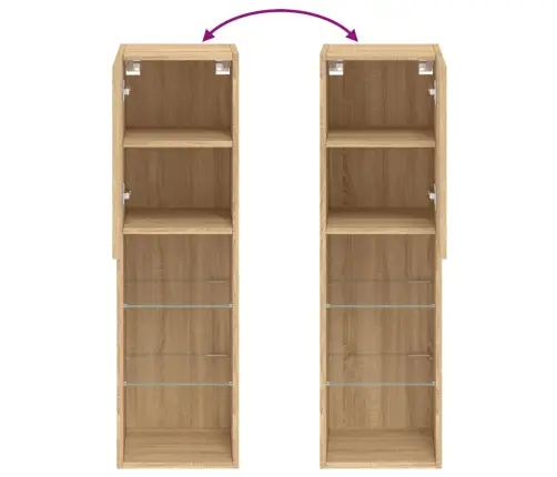 Tv Spintelė Su Led Lemputėmis, Ąžuolo Spalvos, 30,5X30X102Cm