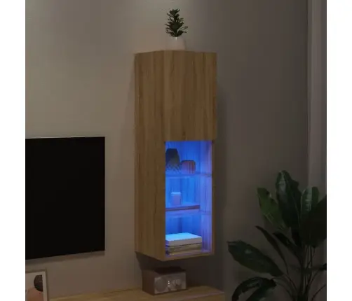 Tv Spintelė Su Led Lemputėmis, Ąžuolo Spalvos, 30,5X30X102Cm