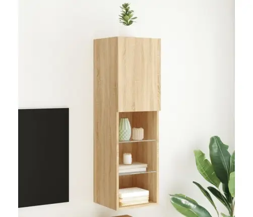 Tv Spintelė Su Led Lemputėmis, Ąžuolo Spalvos, 30,5X30X102Cm