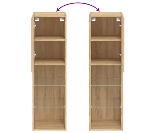 Led-Tuledega Telerikapid 2 Tk, Sonoma Tamm, 30,5 X 30 X 102 Cm