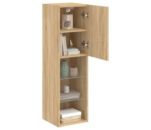 Led-Tuledega Telerikapid 2 Tk, Sonoma Tamm, 30,5 X 30 X 102 Cm