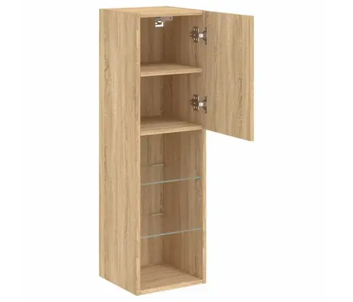 Led-Tuledega Telerikapid 2 Tk, Sonoma Tamm, 30,5 X 30 X 102 Cm