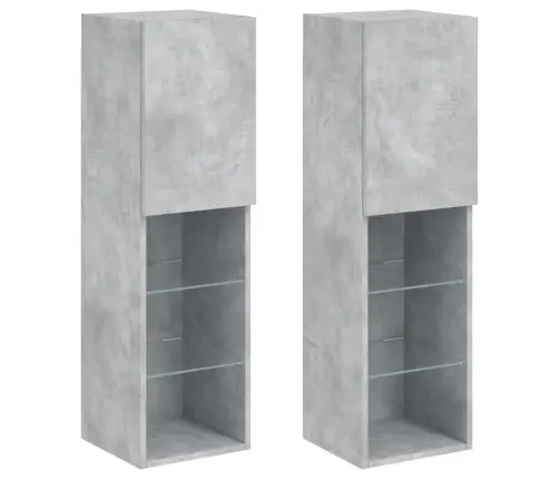 Tv Skapīši Ar Led, 2 Gab., Betona Pelēki, 30,5X30X102 Cm Vidaxl
