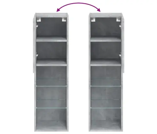 Tv Skapīši Ar Led, 2 Gab., Betona Pelēki, 30,5X30X102 Cm Vidaxl