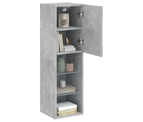 Tv Skapīši Ar Led, 2 Gab., Betona Pelēki, 30,5X30X102 Cm Vidaxl