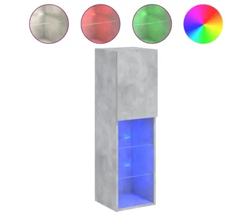 Tv Skapīši Ar Led, 2 Gab., Betona Pelēki, 30,5X30X102 Cm Vidaxl