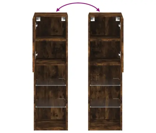 Tv Spintelės Su Led, 2Vnt., Dūminio Ąžuolo, 30,5X30X102Cm