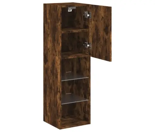 Tv Spintelės Su Led, 2Vnt., Dūminio Ąžuolo, 30,5X30X102Cm