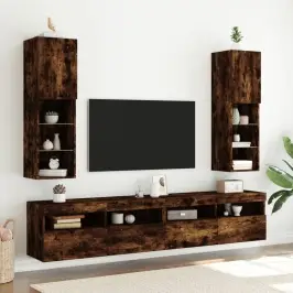 Led-Tuledega Telerikapid 2 Tk, Suitsutatud Tamm, 30,5X30X102 Cm