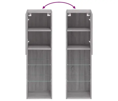 Tv Skapīši Ar Led, 2 Gab., 30,5X30X102 Cm, Pelēka Ozola Krāsa Vidaxl