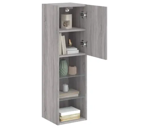 Tv Skapīši Ar Led, 2 Gab., 30,5X30X102 Cm, Pelēka Ozola Krāsa Vidaxl