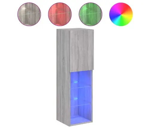 Tv Skapīši Ar Led, 2 Gab., 30,5X30X102 Cm, Pelēka Ozola Krāsa Vidaxl