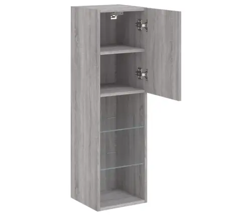 Tv Skapīši Ar Led, 2 Gab., 30,5X30X102 Cm, Pelēka Ozola Krāsa Vidaxl