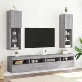 Led-Tuledega Telerikapid 2 Tk, Hall Sonoma Tamm, 30,5X30X102 Cm